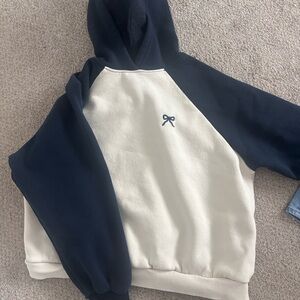 Edikted Navy and Cream Bow Hoodie
